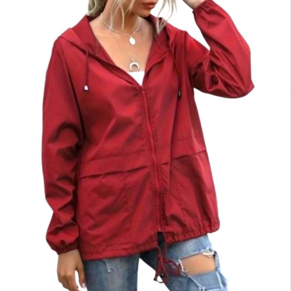 Ladies Red Windbreaker Jacket Size X-large
